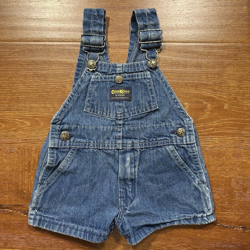 Vintage Oshkosh B'Gosh Overalls Toddler 3T/4T Blue Denim Vestbak BibJean USA VTG